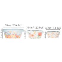 Prodotto Vasi per piante, primavera, fioriere per fiori/uccelli, contenitore ovale in metallo L39/31/24,5cm, set da 3