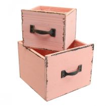 Cassettiera per piante in legno di pesca 12,5/16 cm set di 2