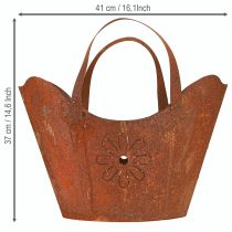 Prodotto Borsa per piante con manici Fioriera ruggine Metallo A37cm