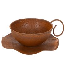 Prodotto Vaso da fiori con sottovaso, finitura ruggine, Ø19,5cm, H8cm