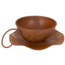Prodotto Vaso da fiori con sottovaso, finitura ruggine, Ø19,5cm, H8cm