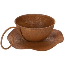 Prodotto Vaso e sottovaso vintage color ruggine, Ø17,5 cm H6 cm