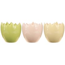 Prodotto Vaso da fiori a forma di uovo con bordo spezzato per un posizionamento creativo su davanzali e tavoli, 9 cm, 3 pezzi