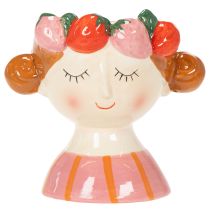 Prodotto Volto di ragazza in un vaso di fiori con fragole addormentate, decorazione per soggiorno, primavera, 13 cm