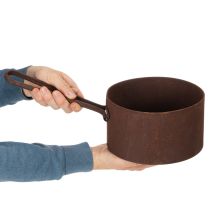 Prodotto Vaso per piante in metallo, fioriera, sottovaso color ruggine, oggetto decorativo, Ø20cm H11cm