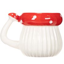 Prodotto Tazza in ceramica con decorazione a forma di amanita muscaria, 10 cm