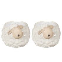 Prodotto Fioriera in ceramica a forma di pecora, ciotola decorativa per piante da giardino e da casa, 2 pezzi