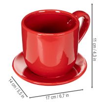 Prodotto Grande tazza decorativa con piattino, adatta anche come vaso per piante, 17 cm