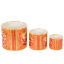 Prodotto Set di vasi Motivo pomodoro Vasi in ceramica decorativi per arredamento retrò e piante 14 cm, set da 3