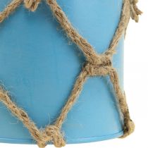 Vaso per piante, vaso per fiori in metallo, corda di iuta H10,5 cm 3 pezzi