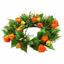 Prodotto Ghirlanda di physalis artificiale, arancione e verde, Ø28 cm, decorazione autunnale