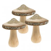 Prodotto Corteccia di funghi in legno e legno di funghi deco glitter H8.5cm 4 pezzi