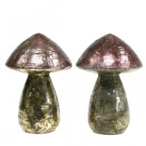 Prodotto Funghi decorativi rosa decorazione autunnale in vetro Ø9cm H13,5cm 2 pezzi