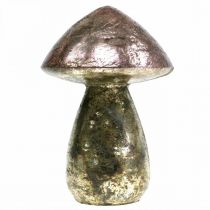 Prodotto Funghi decorativi rosa decorazione autunnale in vetro Ø9cm H13,5cm 2 pezzi