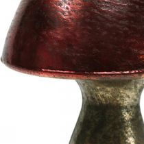 Decorazione autunnale in vetro grande rosso fungo deco Ø14cm H23cm
