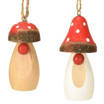 Prodotto Funghi da appendere in legno bianco, marrone assortiti 6,5/8 cm 8 pz