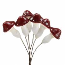 Toadstool su filo rosso, bianco 2 cm 48 pezzi