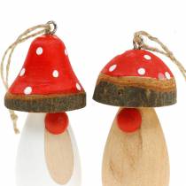 Prodotto Funghi da appendere in legno bianco, marrone assortito 6,5 / 8cm 8 pezzi