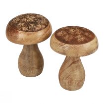 Funghi in legno funghi decorativi legno naturale decorazione autunnale Ø10cm H12cm 2 pezzi