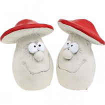 Funghi da decorare, decorazione di Capodanno, funghi di bosco, decorazione in cemento rosso, bianco H10cm L12.5cm 2 pezzi