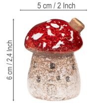 Prodotto Decorazione per la casa a forma di fungo: Amanita muscaria in miniatura, 6 cm, 2 pezzi