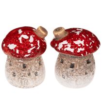 Prodotto Decorazione per la casa a forma di fungo: Amanita muscaria in miniatura, 6 cm, 2 pezzi