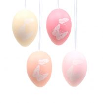 Uova di Pasqua da appendere con farfalle colori pastello 6cm 12 pezzi