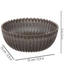 Prodotto Ciotola a coste, color antracite, decorativa, rotonda, 15 cm, 2 pezzi