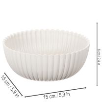 Prodotto Ciotola rotonda a coste, bianca, versatile per decorazioni, 15 cm, 2 pezzi