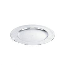 Piatto in plastica 25 cm argento con effetto foglia argento