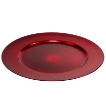Piatto in plastica Ø33cm rosso con effetto satinato