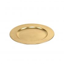 Piatto in plastica 25cm oro con effetto foglia oro