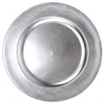 Piatto in plastica argento Ø33cm con effetto smalto