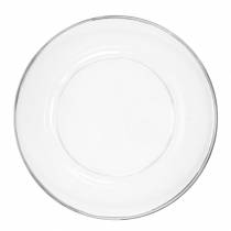 Piatto decorativo con bordo argento in plastica trasparente Ø33cm