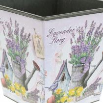 Prodotto Portavaso motivo lavanda, vaso decorativo quadrato, cachepot in plastica H13cm L13,5cm