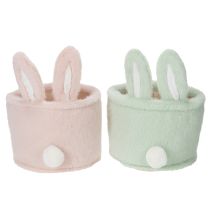 Prodotto Cestino pasquale in peluche con orecchie da coniglio dai colori pastello Piccolo cestino per regali e decorazione del salotto 18 cm, 2 pezzi