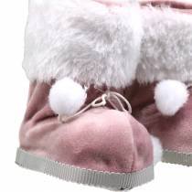 Prodotto Addobbi natalizie Paio di scarpe in peluche Grigio / rosa 10 cm x 8 cm 2 pezzi