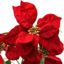 Stella di Natale artificiale fiore a stelo rosso 3 fiori 85 cm