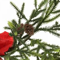 Prodotto Corona decorativa poinsettia e rami di conifere artificialmente Ø30cm