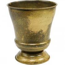 Fioriera vintage vaso in metallo ottone Ø17cm H19cm