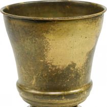 Fioriera vintage vaso in metallo ottone Ø17cm H19cm