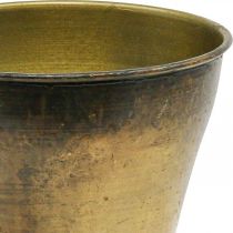 Fioriera vintage vaso in metallo ottone Ø14cm H17cm