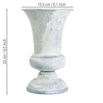 Prodotto Vaso antico a forma di calice bianco e blu, Ø17cm H24cm