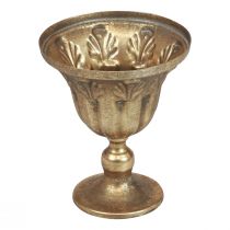 Coppa vaso decorazione coppa calice in metallo oro antico Ø13cm H15,5cm