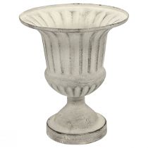 Vaso Coppa in Metallo Deco Shabby Chic Bianco Grigio H24cm Ø20cm