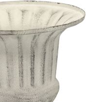 Vaso Coppa in Metallo Deco Shabby Chic Bianco Grigio H24cm Ø20cm