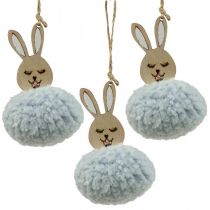 Prodotto Puschelbunny ciondolo in legno blu ciondolo peluche circa 7 × 7 × 10 cm 6 pezzi