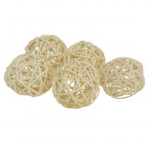 20 Palline Decorative In Rattan Di Vimini, 3 Cm - Colore Marrone Naturale, Ideali Per Centrotavola, Fai Da Te E Decorazioni