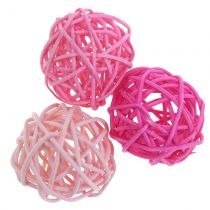 Palline in rattan rosa assortite Ø4cm 24 pezzi