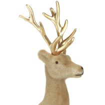 Prodotto Decorazione di cervo seduto floccato marrone chiaro 15×6×15,5cm